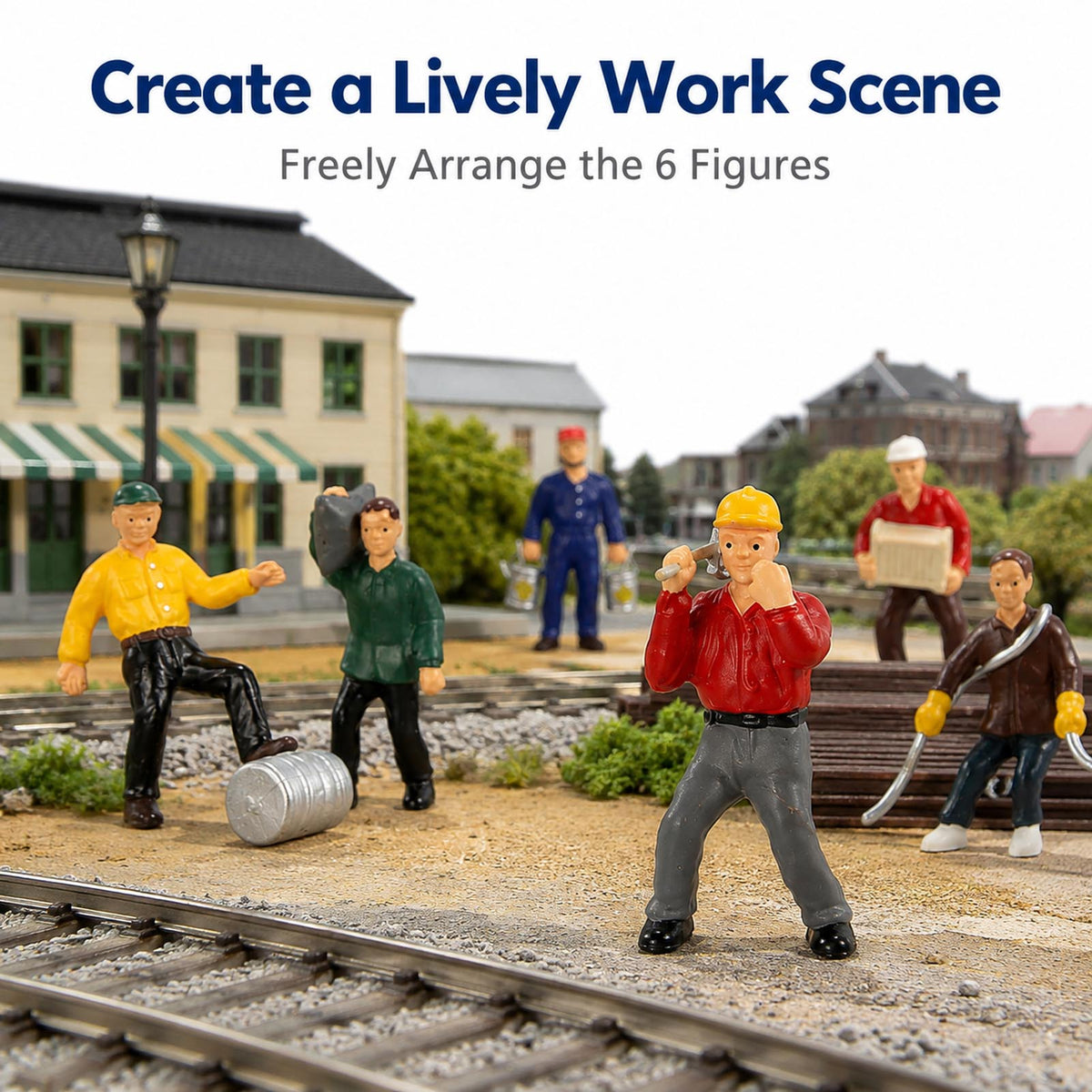 HFPO7063 6pcs O Scale 1:48 Construction Worker Figures Painted Figurines