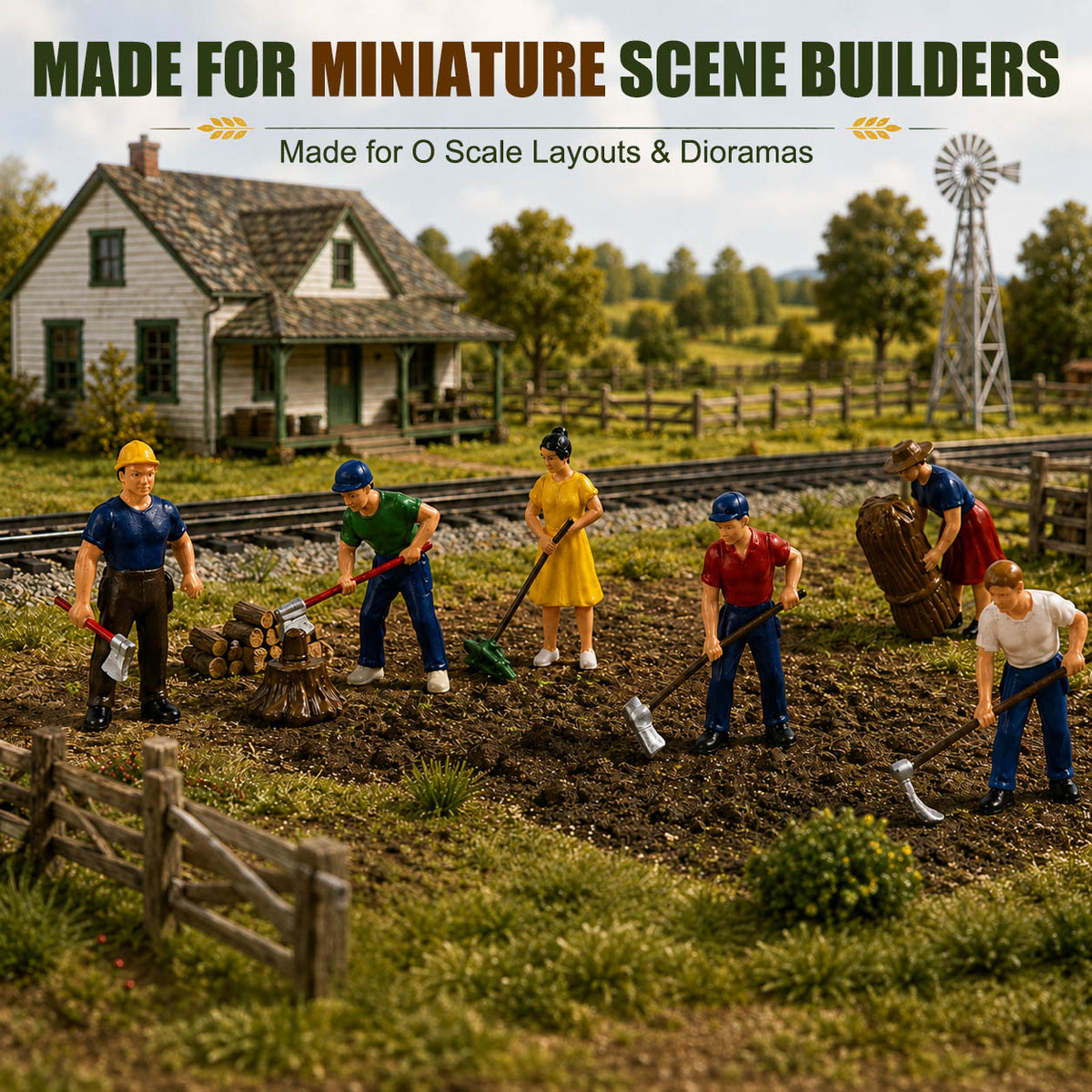 HFPO7064 6pcs O Scale 1:48 Model Train Farmer Figures Action People with Tool