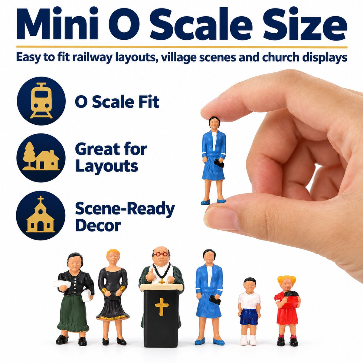 HFPO7069 6pcs O Scale 1:43 Model Railway Pastor & Congregation with Pulpit Figure