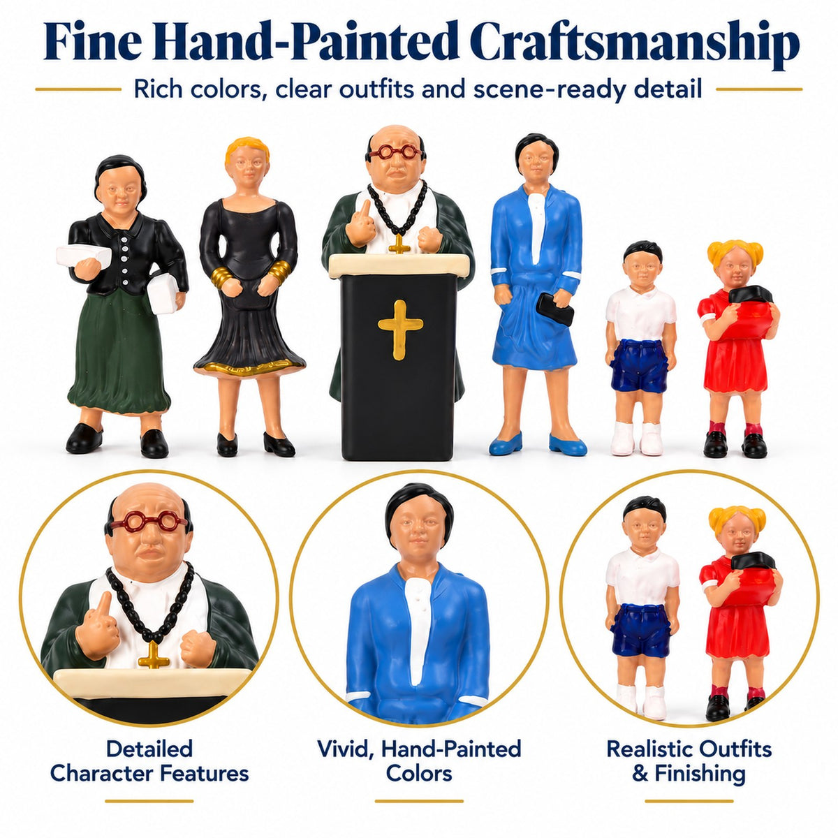 HFPO7069 6pcs O Scale 1:43 Model Railway Pastor & Congregation with Pulpit Figure