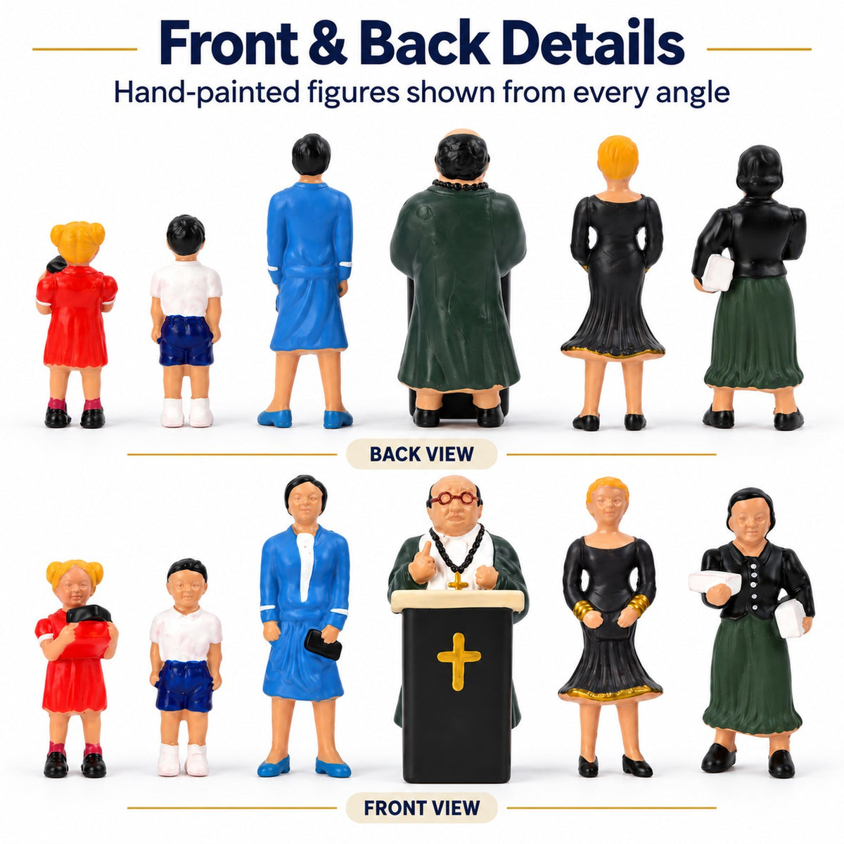 HFPO7069 6pcs O Scale 1:43 Model Railway Pastor & Congregation with Pulpit Figure