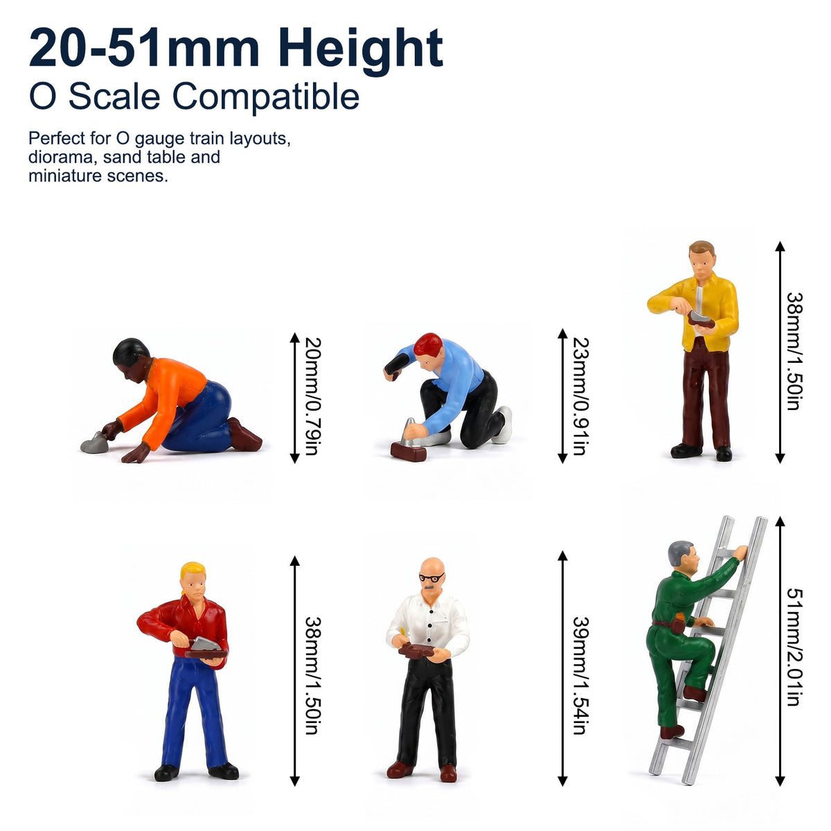 HFPO7181 6pcs O Scale 1:48 Model Trains Masons Bricklayers Construction Workers