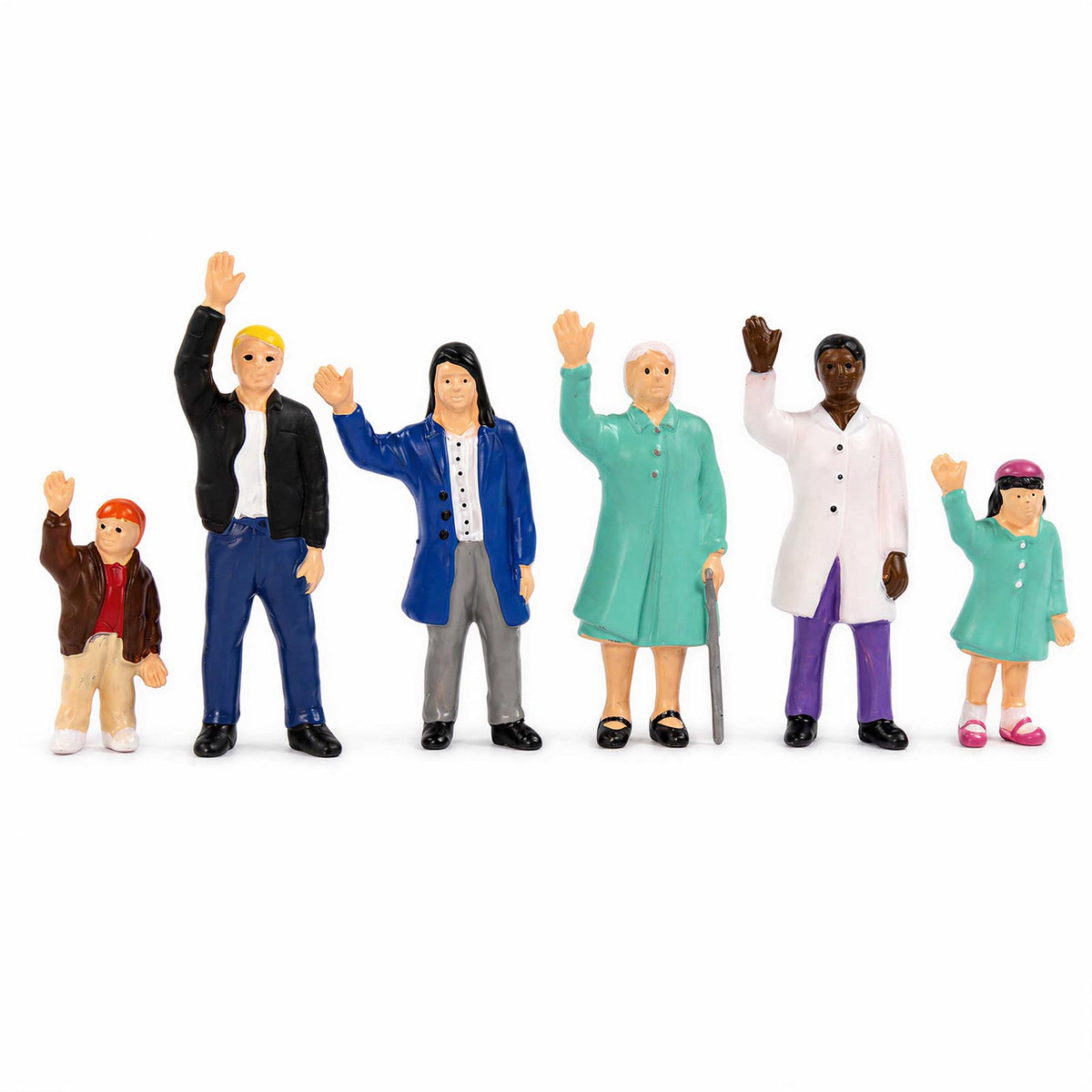 HFPO7182 6pcs O Scale 1:48 Model Railway People Waving Painted Figure