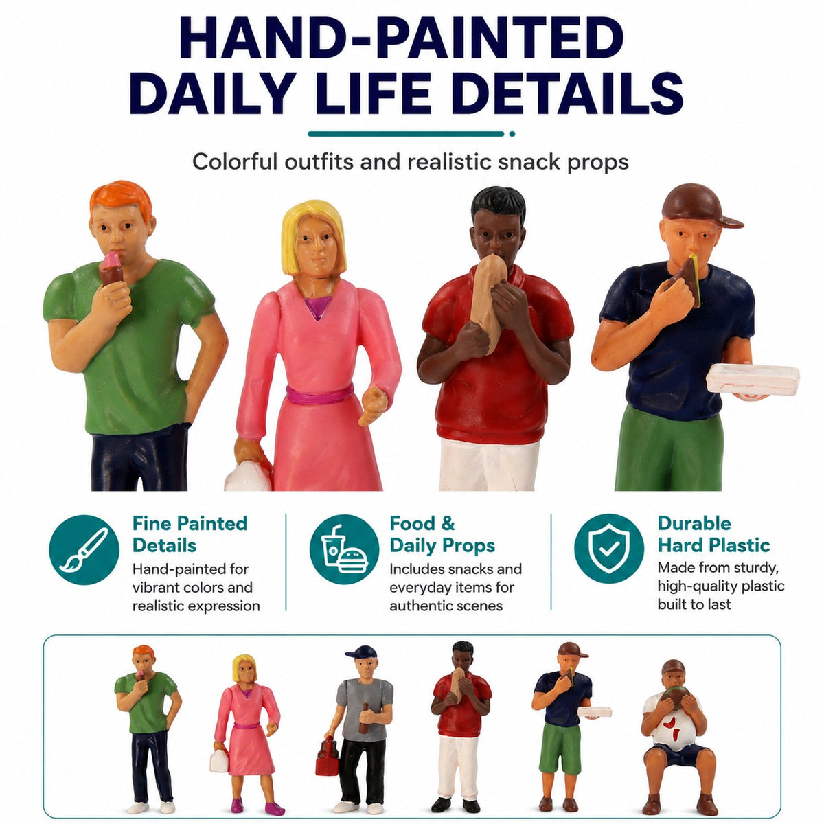 HFPO7195 6pcs O Scale 1:48 Model Railway "Eating/Dining" Figure Sets Painted People