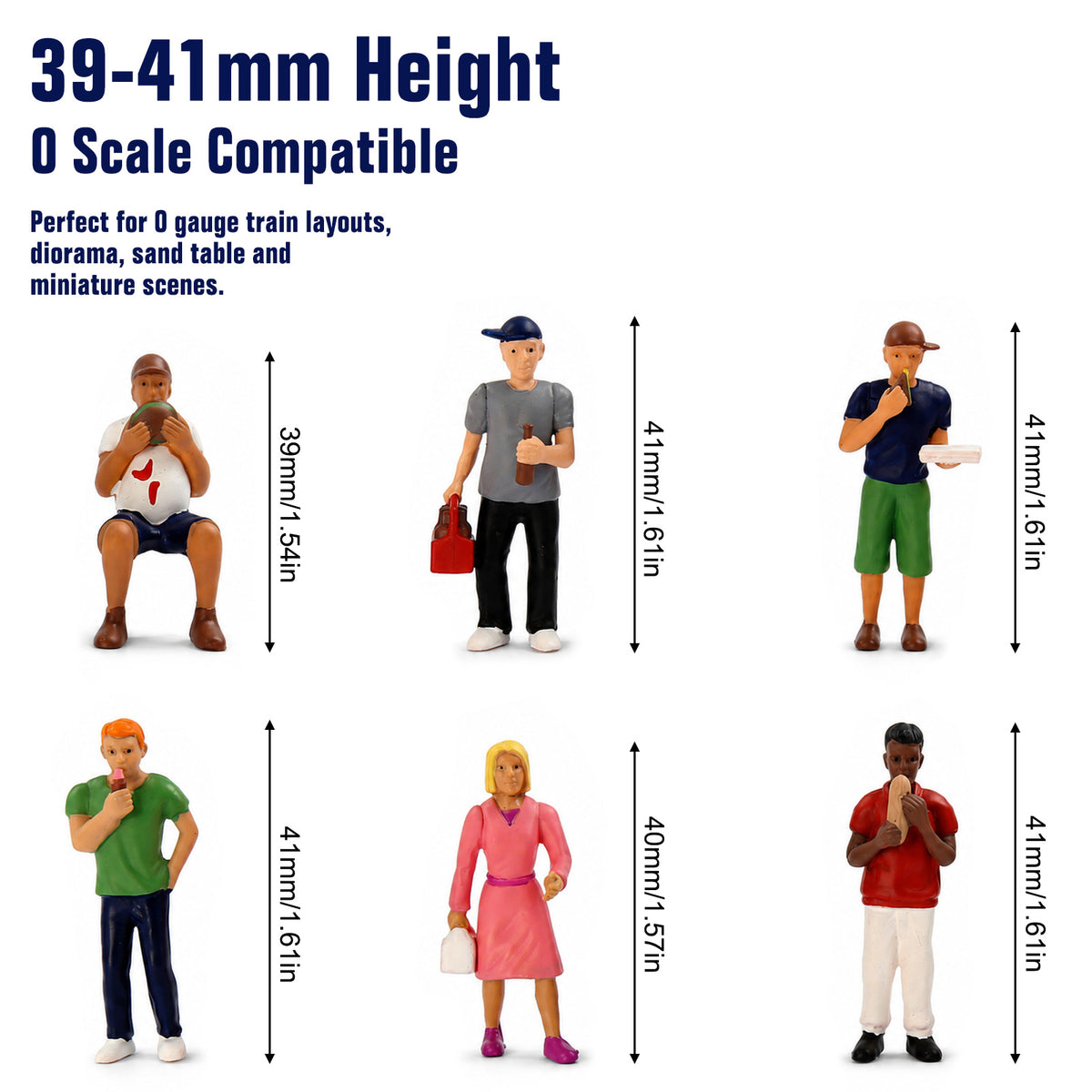 HFPO7195 6pcs O Scale 1:48 Model Railway "Eating/Dining" Figure Sets Painted People