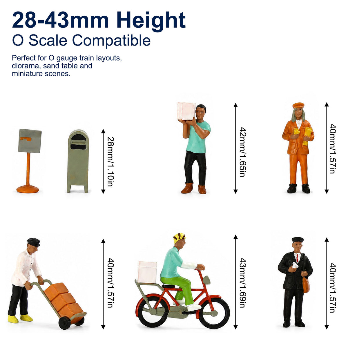 HFPO7196 6pcs O Scale 1:48 Model Railway Postal Workers Letter Carriers