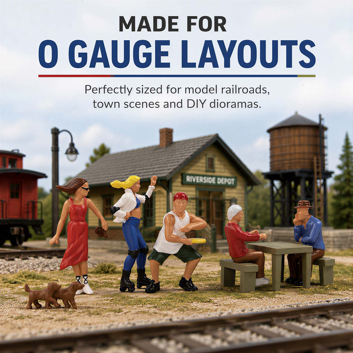 HFPO7197 6pcs O Scale 1:48 Model Train City Park People with Dogs