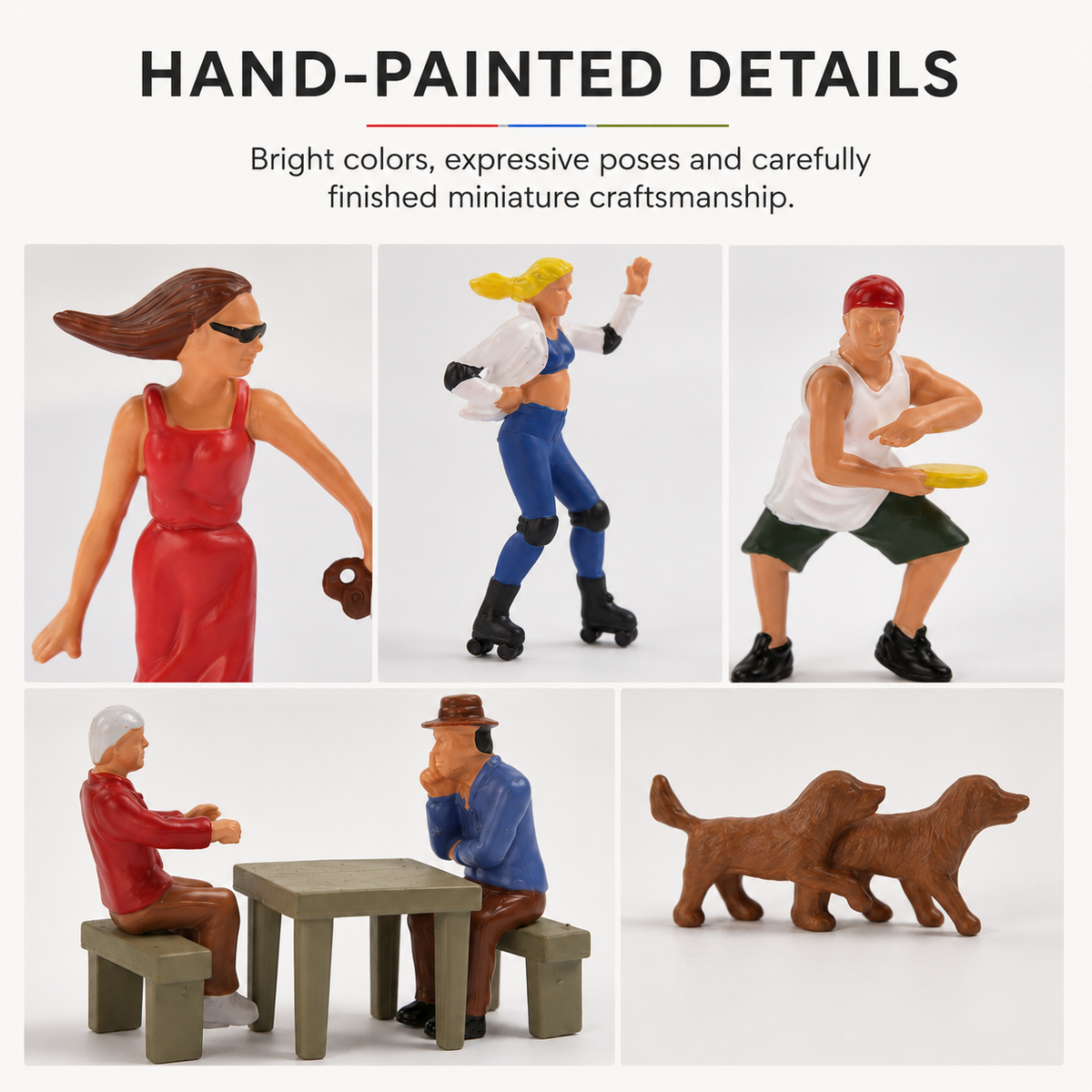 HFPO7197 6pcs O Scale 1:48 Model Train City Park People with Dogs
