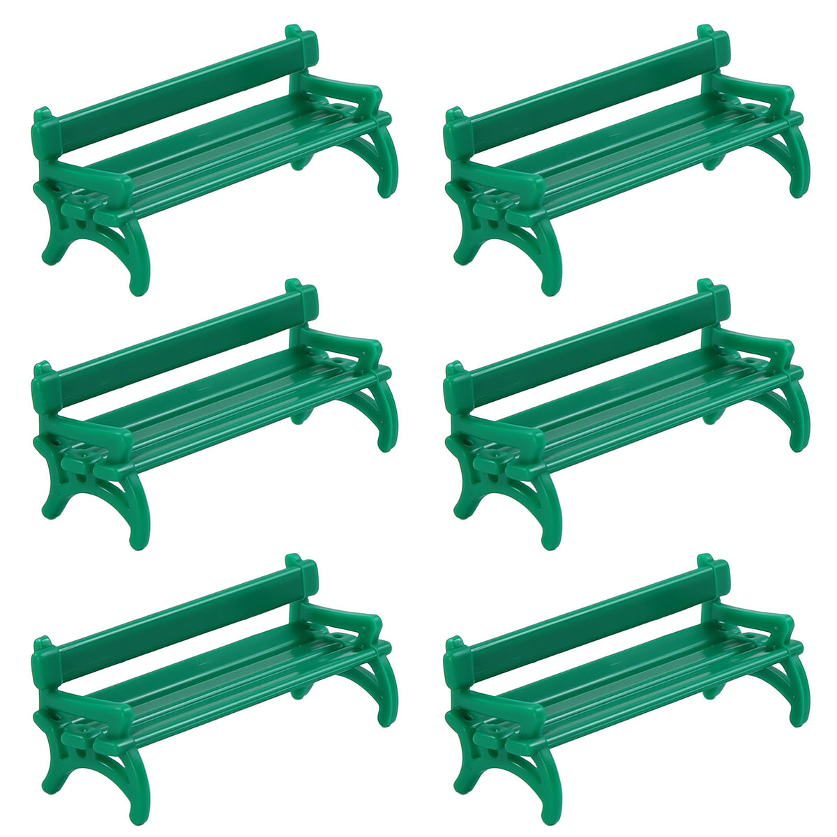 HFYO7058 6pcs O Scale 1:48 Green Benches Seats Chairs for Model Park Station Platform