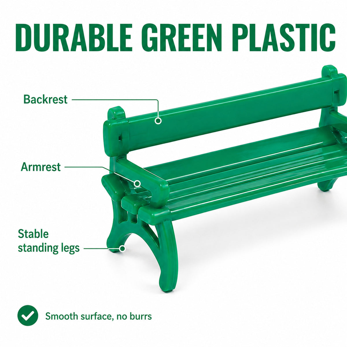 HFYO7058 6pcs O Scale 1:48 Green Benches Seats Chairs for Model Park Station Platform