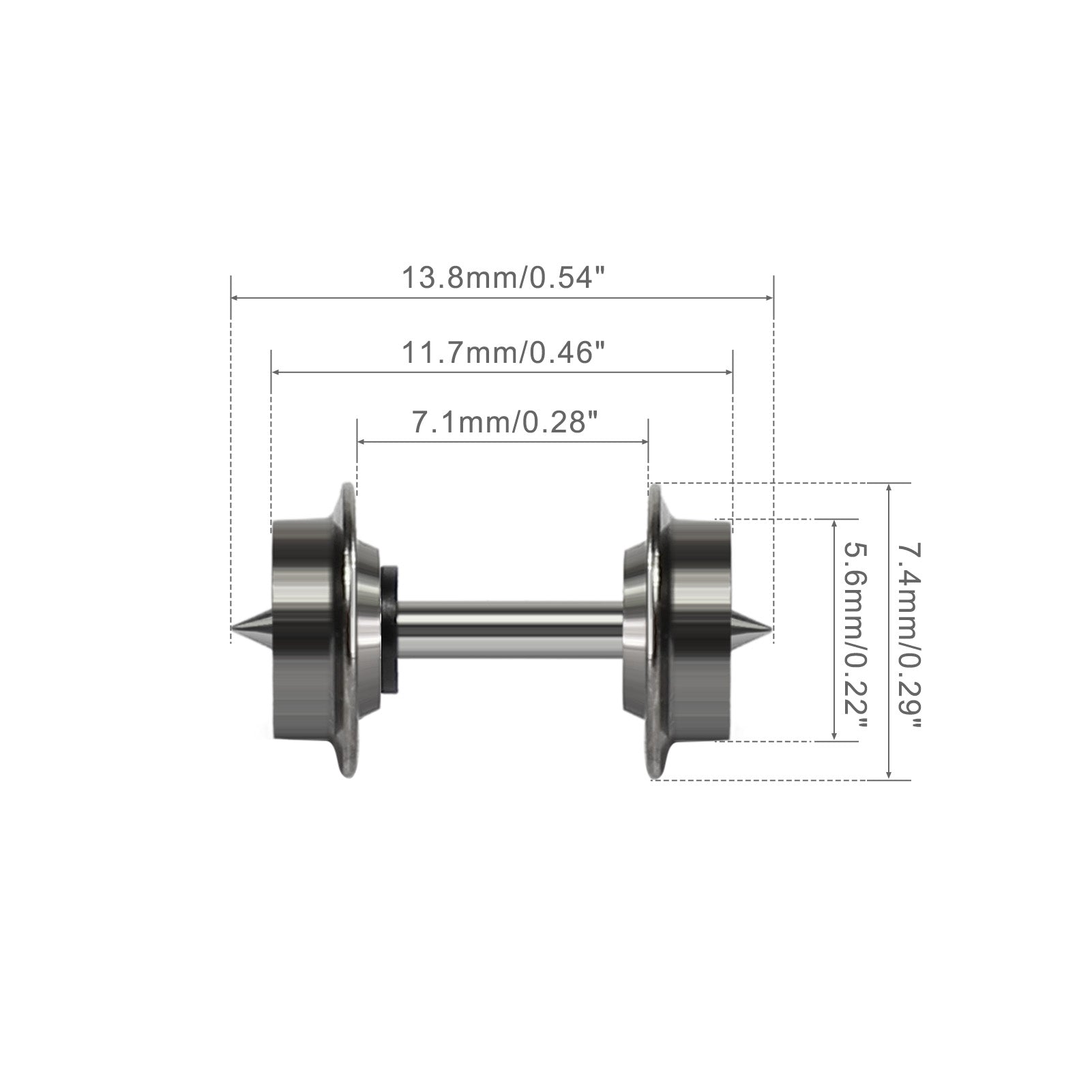 HP07150 12pcs N Scale 1:160 Wheelsets Metal Axle DC Wheels for Trix