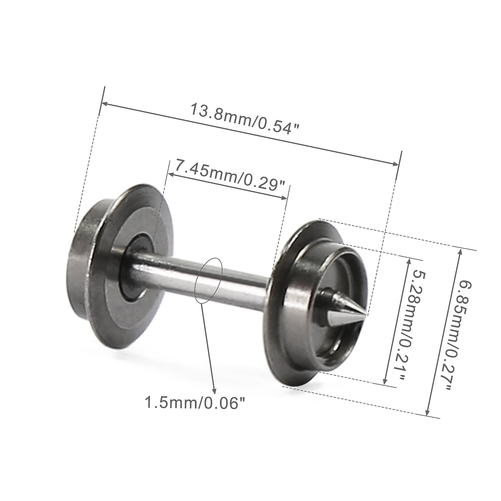 HP09150 12pcs  N Scale 1:160 Metal DC Wheel with Metal Axle For Micro-Trains Line (MTL)