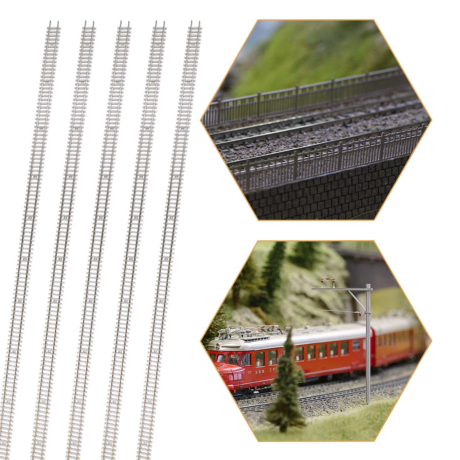 HP27N 5pcs N Scale 1:160 Model Cupronickel Flex Track 50cm Code 100 with Rail Joiner Nail