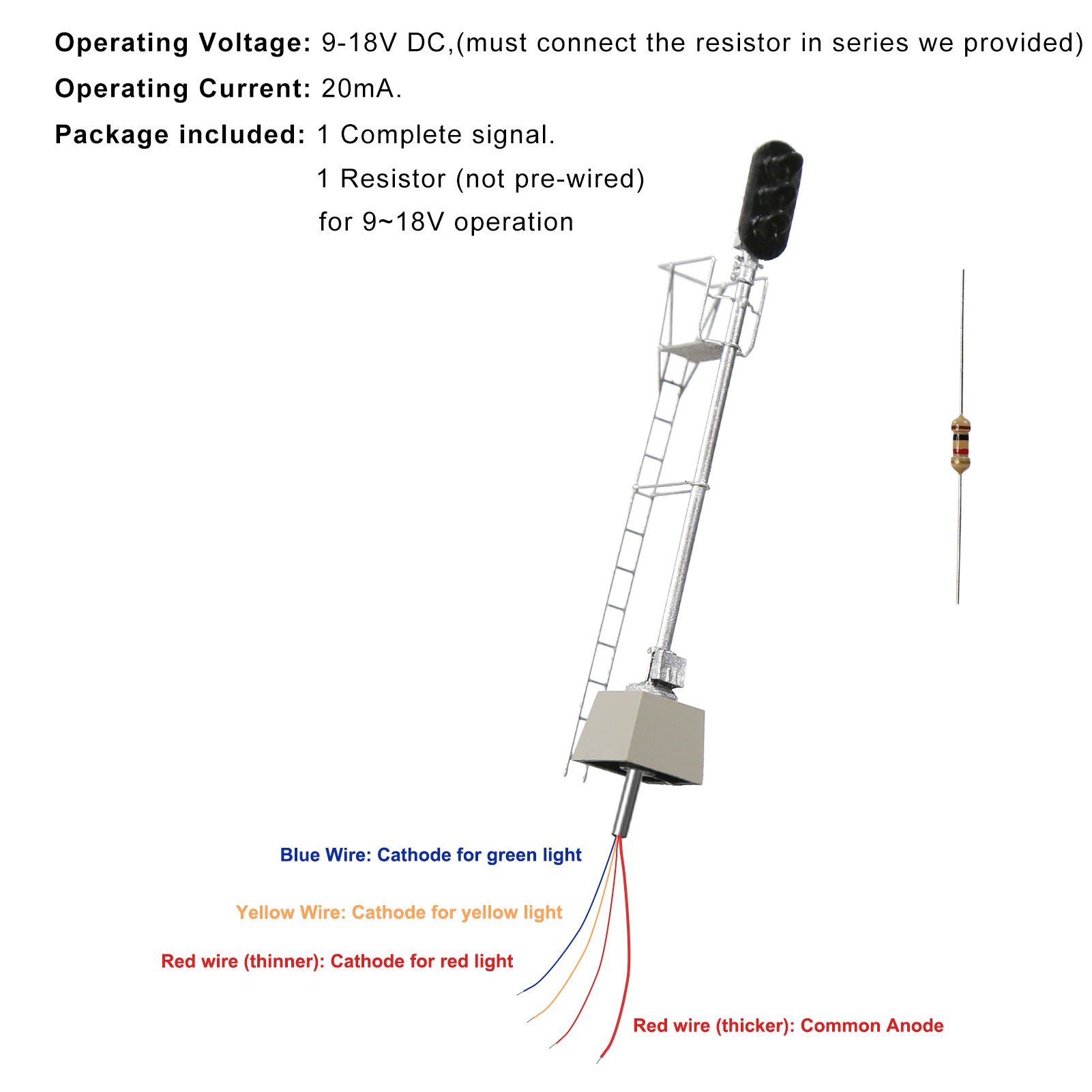 JTD8713GYR 1 Unit HO Scale 1:87 Vertical 3-Light Brass Traffic Signal Green Yellow Red LEDs