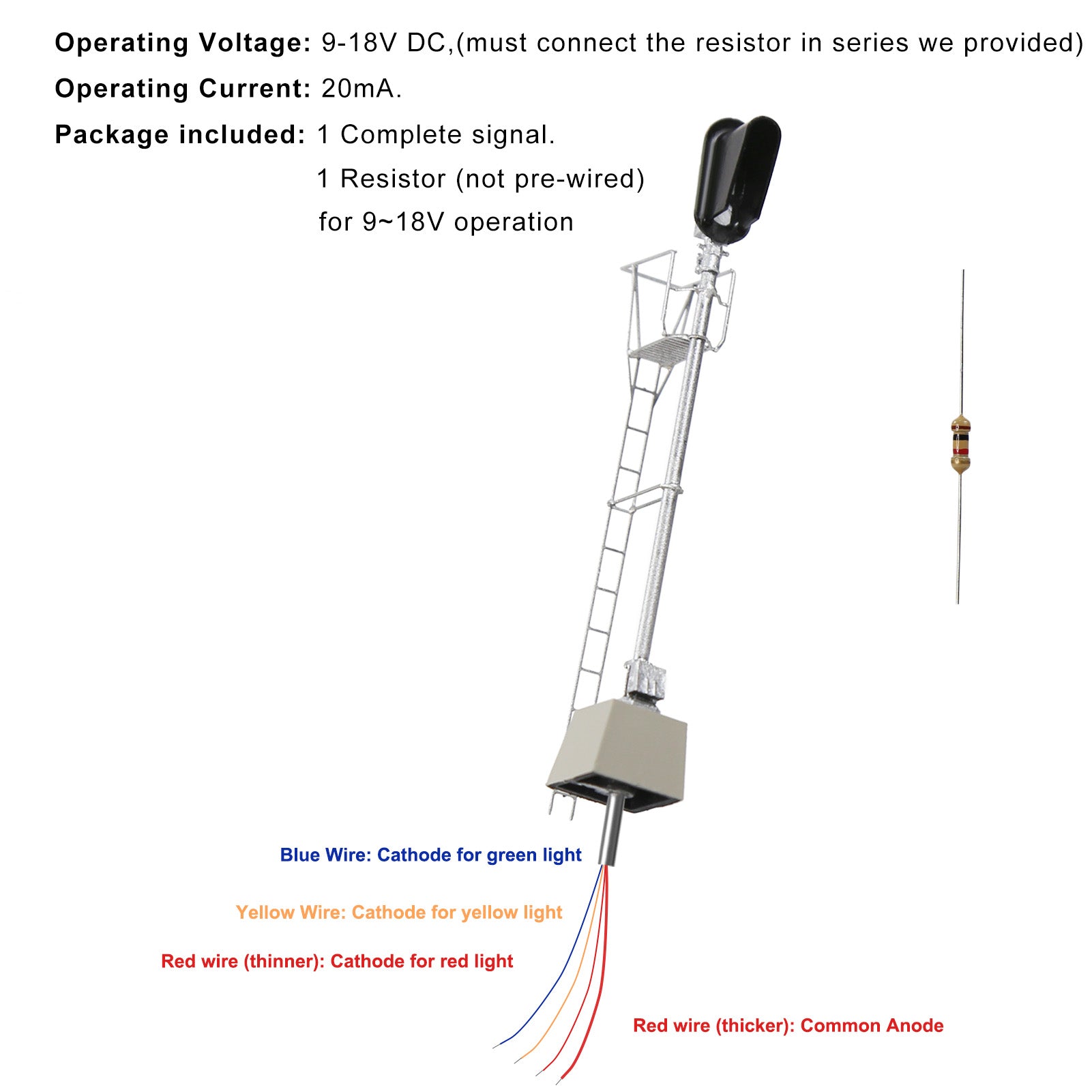 JTD8714GYR 1 Piece HO Scale 1:87 Vertical 3-Light Brass Traffic Signal Green Yellow Red LEDs