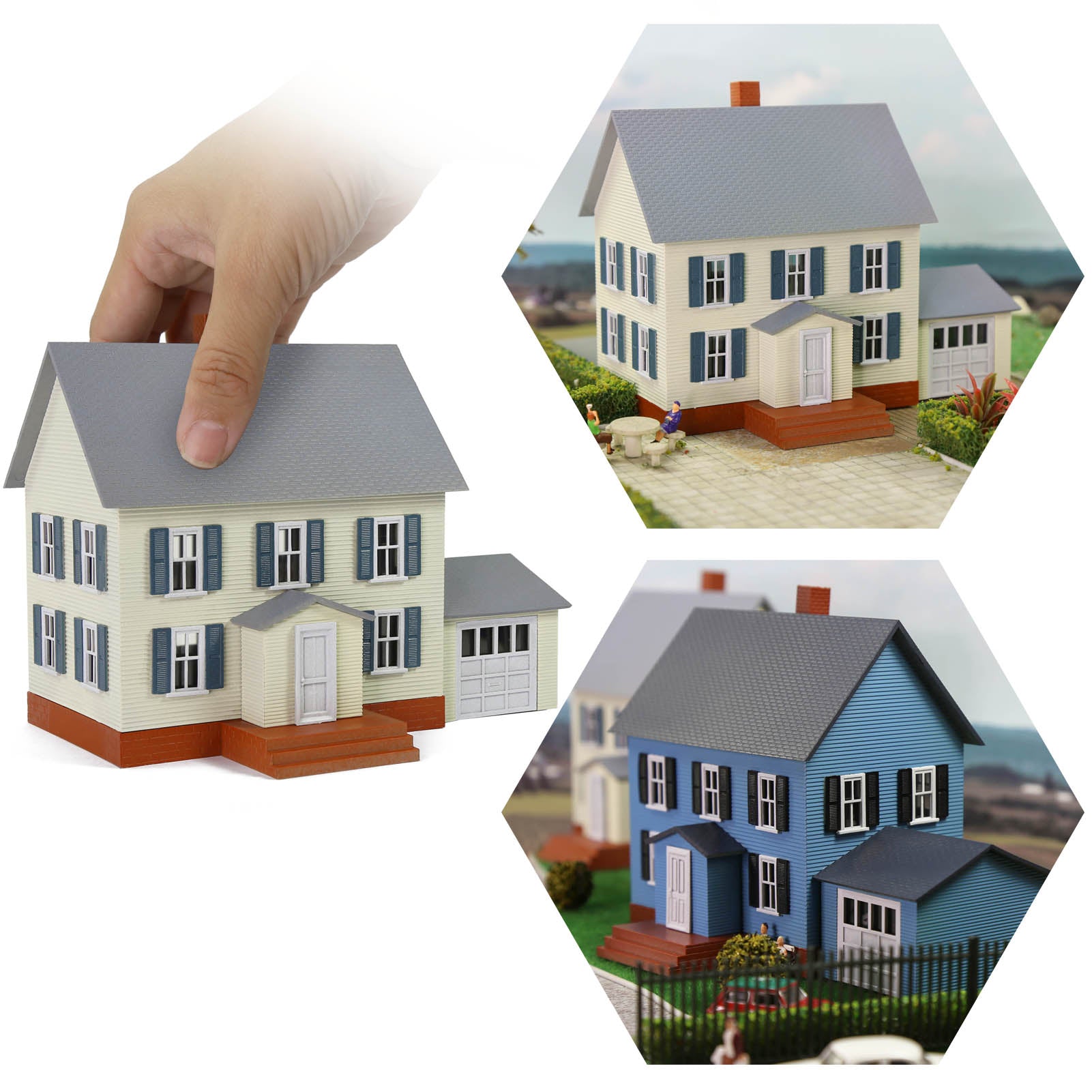 JZ8705 1 Unit HO Scale 1:87 Model Village Assembled Painted House Building