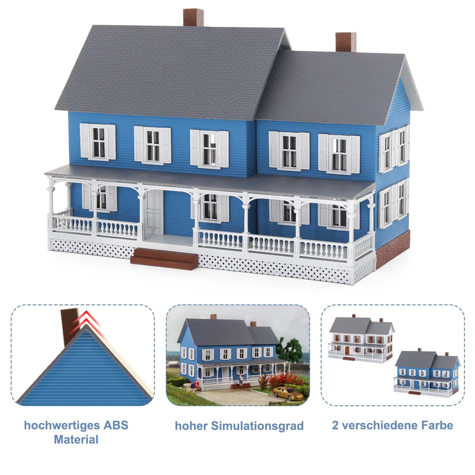 JZ8707 1 Piece HO Scale 1:87 Model Village House Building Assembled Painted