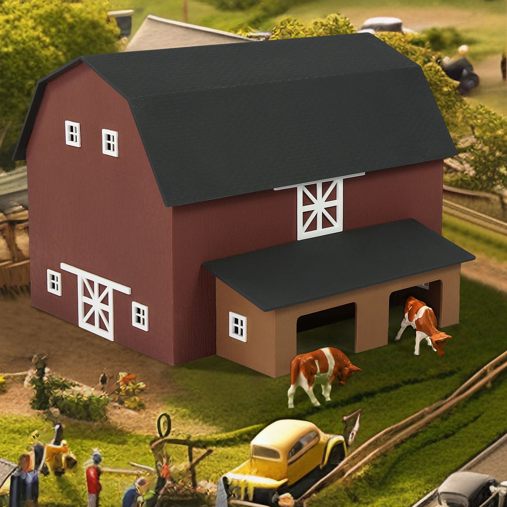 Model A Barn JZ8708 1 Piece HO Scale 1:87 Model Barn Cow Shed Painted Assembled