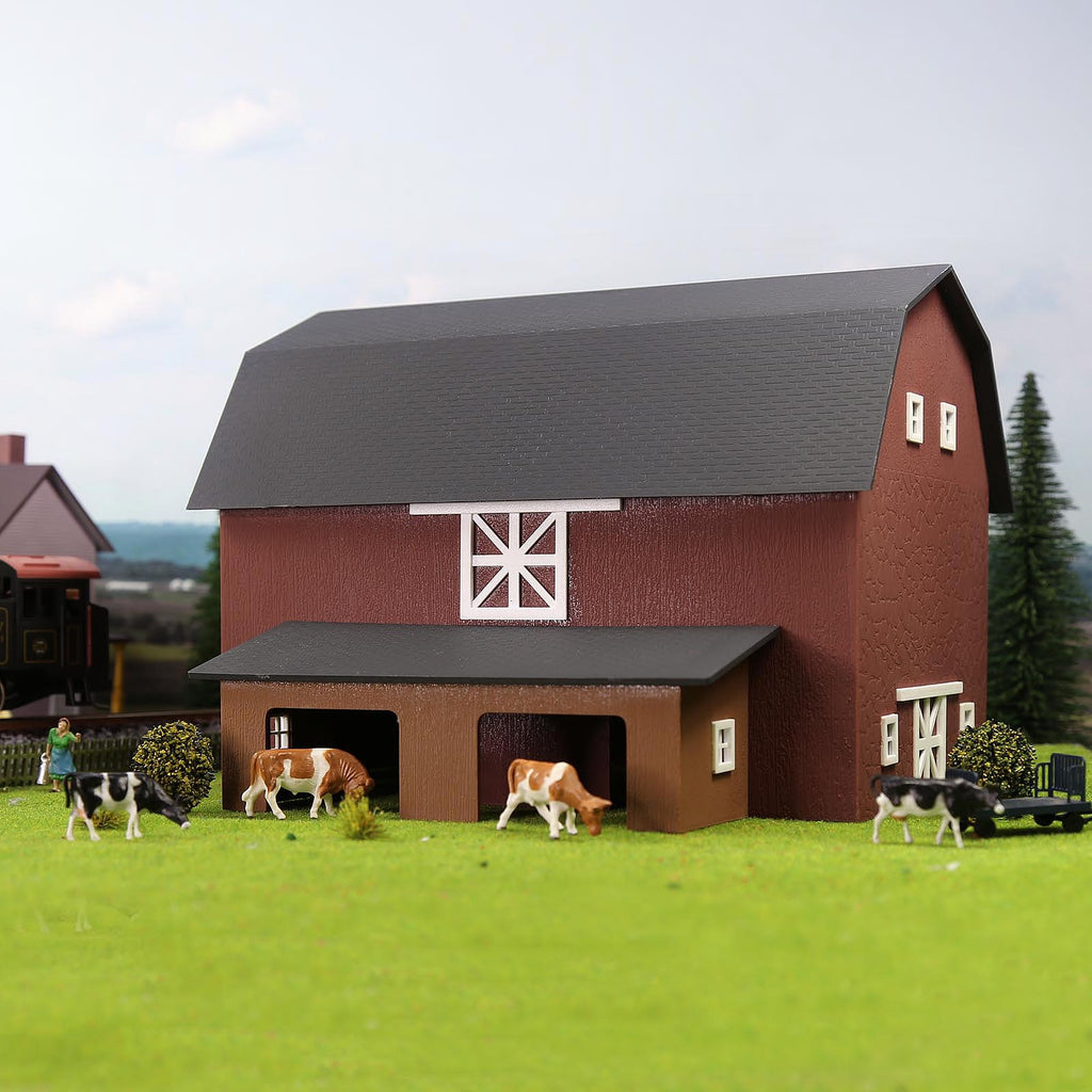 Model A Barn JZ8708 1 Piece HO Scale 1:87 Model Barn Cow Shed Painted Assembled