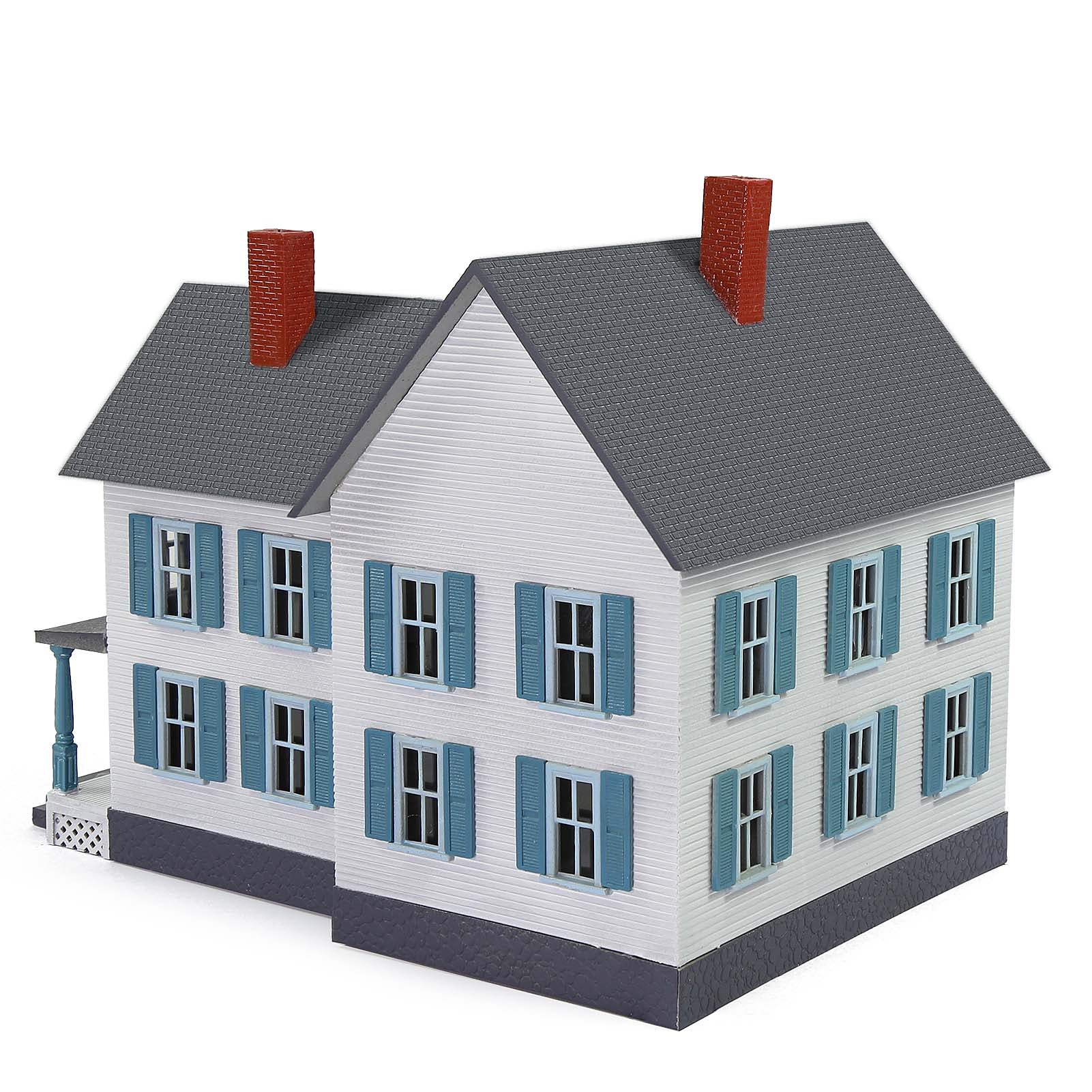 JZ8710 1 Piece HO Scale 1:87 Model Village House Two-story Building with Porch
