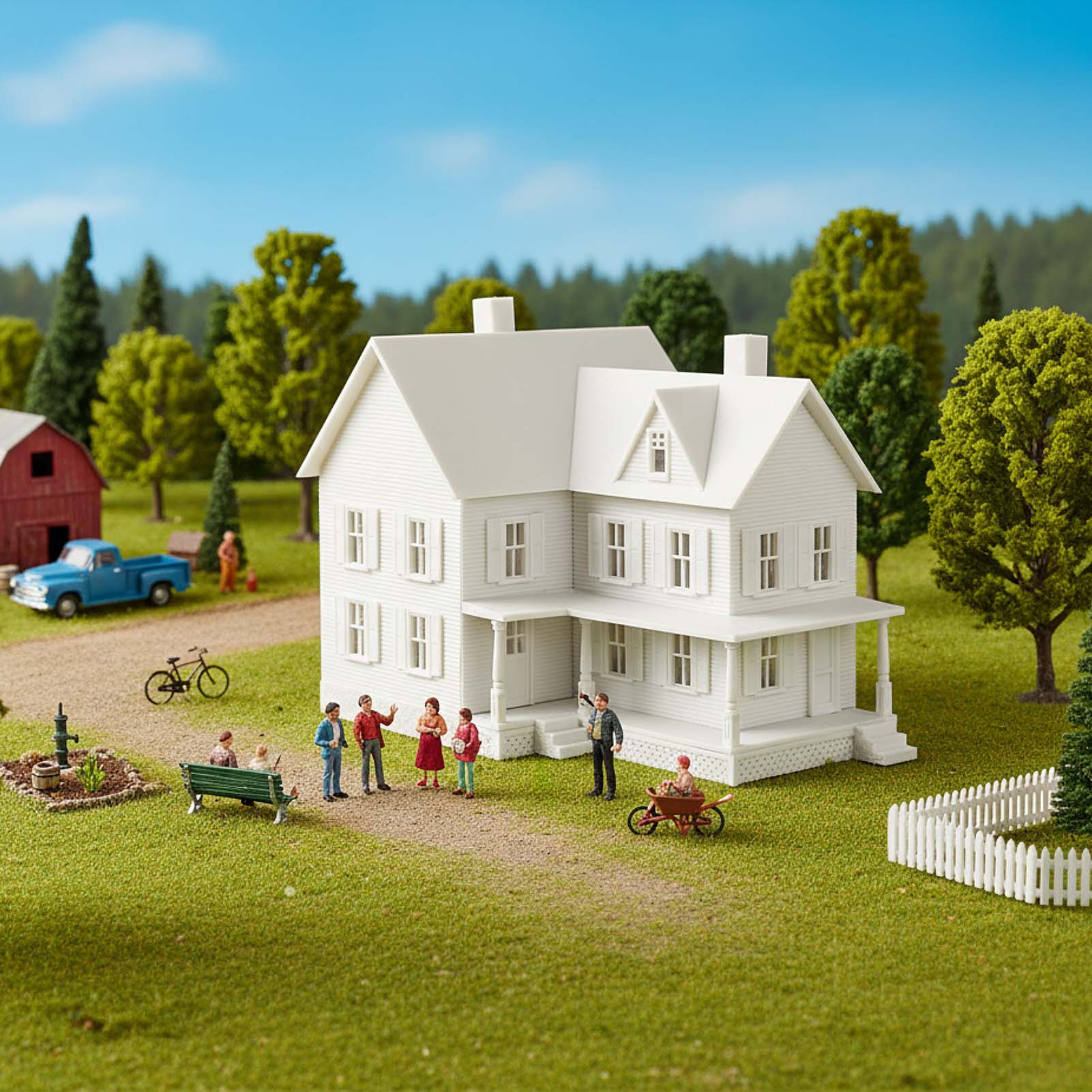 JZHO6JJ 1 Unit HO Scale 1:87 Model House Kit White Unassembled Architectural Building