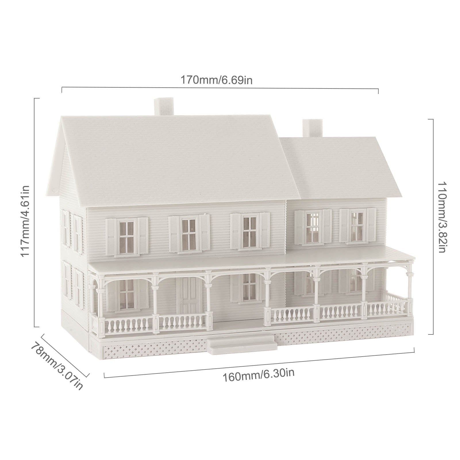 JZHO6JJ 1 Unit HO Scale 1:87 Model House Kit White Unassembled Architectural Building