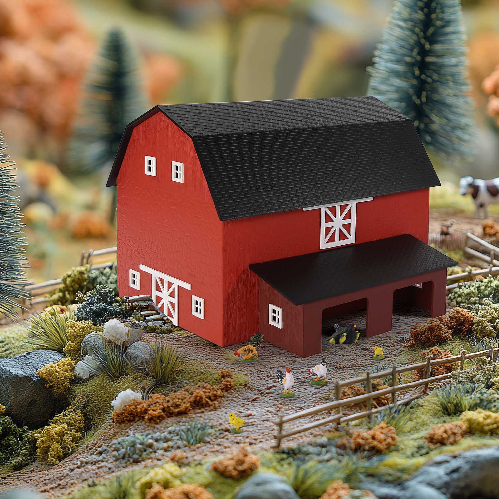 JZHO6897 1 Unit HO Scale 1:87 DELUXE BARN CHICKEN COOP Not-built Farm Building Kit Model Railroad