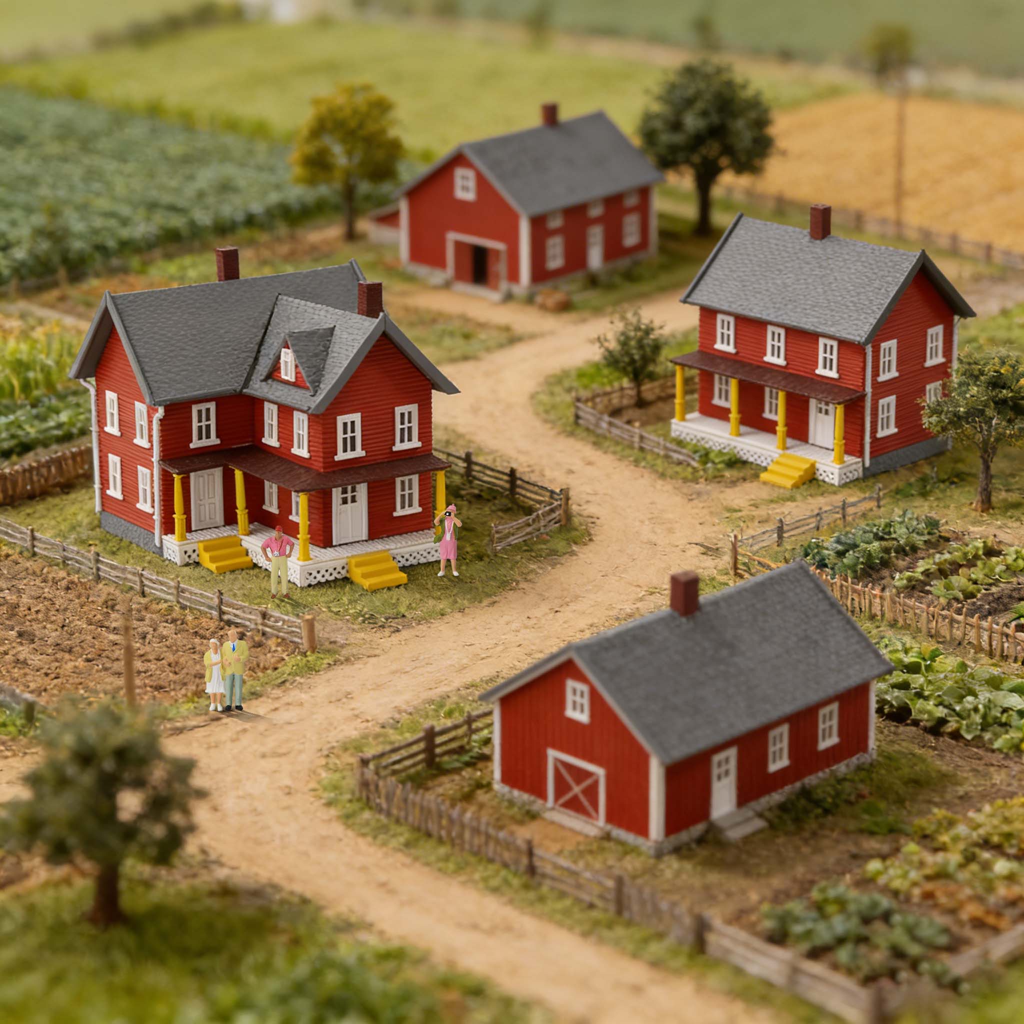 JZN5871 1 Unit N Scale 1:160 Model Dwelling House Kit Two-story with Porch for Buildings