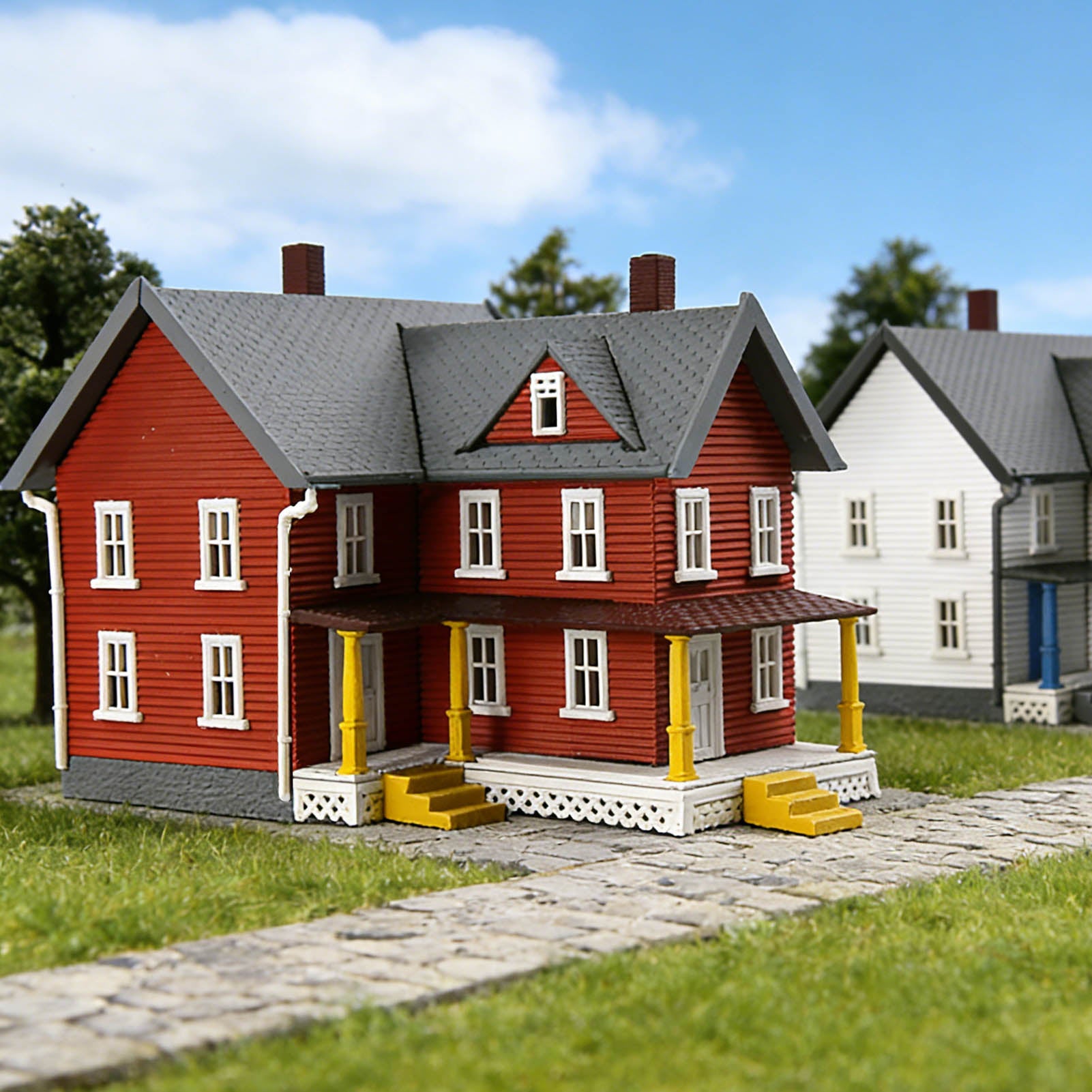 JZN5871 1 Unit N Scale 1:160 Model Dwelling House Kit Two-story with Porch for Buildings