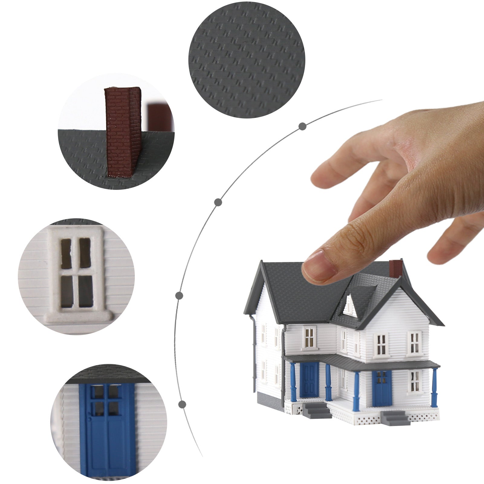 JZN5871 1 Unit N Scale 1:160 Model Dwelling House Kit Two-story with Porch for Buildings