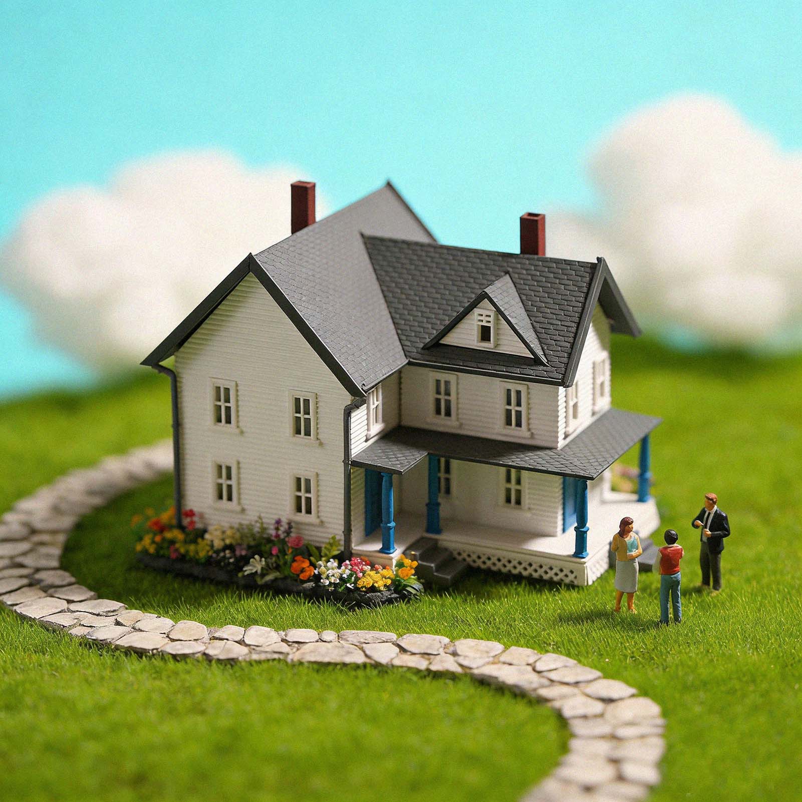 JZN5871 1 Unit N Scale 1:160 Model Dwelling House Kit Two-story with Porch for Buildings