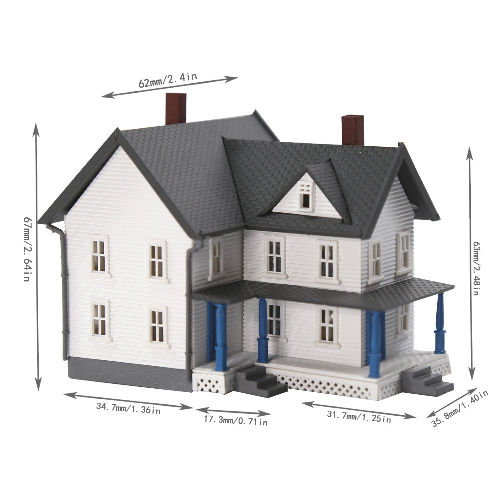 JZN5871 1 Unit N Scale 1:160 Model Dwelling House Kit Two-story with Porch for Buildings