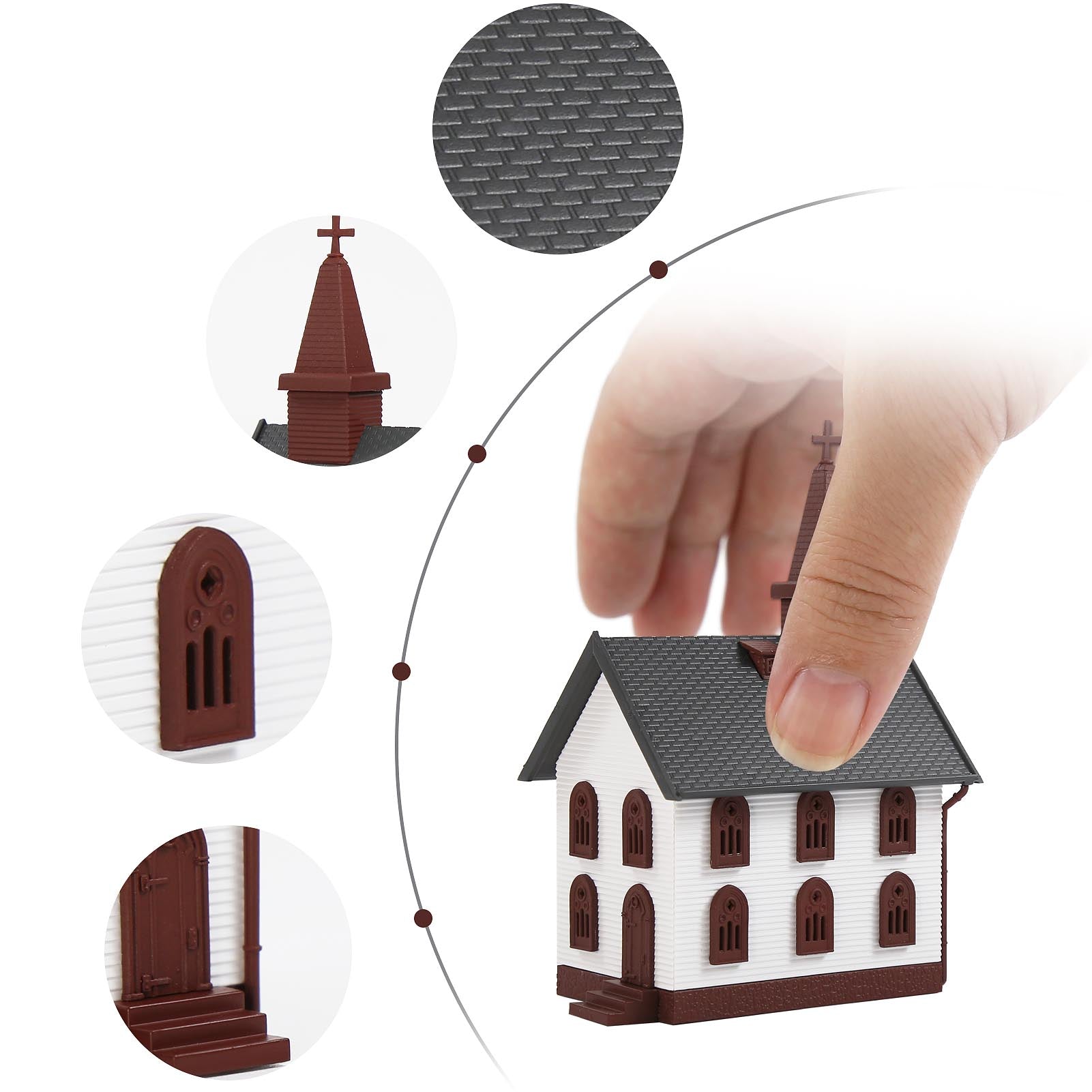 JZN5875 1 Unit N Scale 1:150 Model Church Kit for Building Diorama Model Railway