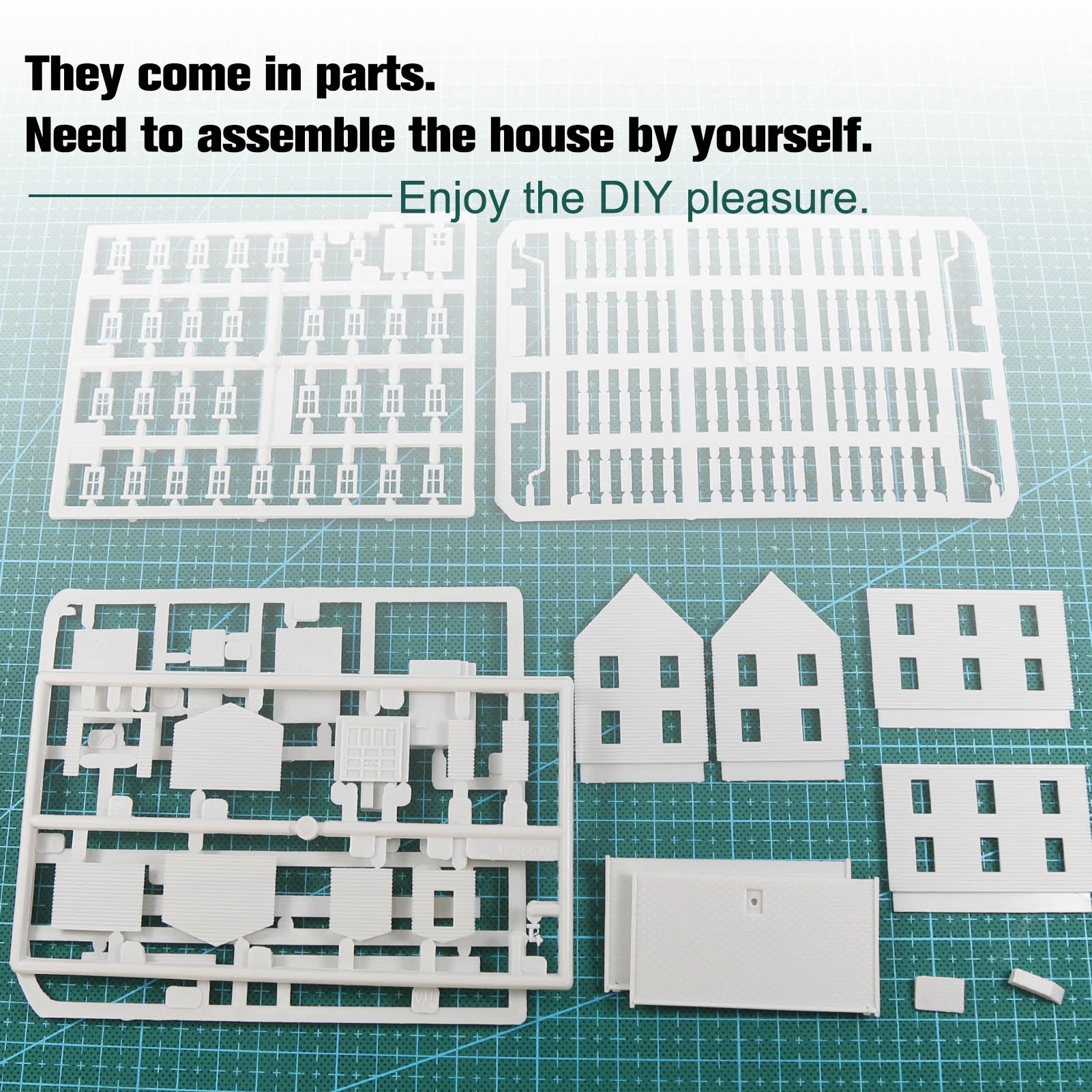 JZN5879 1 Unit N Scale 1:160 Model Dwelling House Kit Two-story with Garage for Buildings
