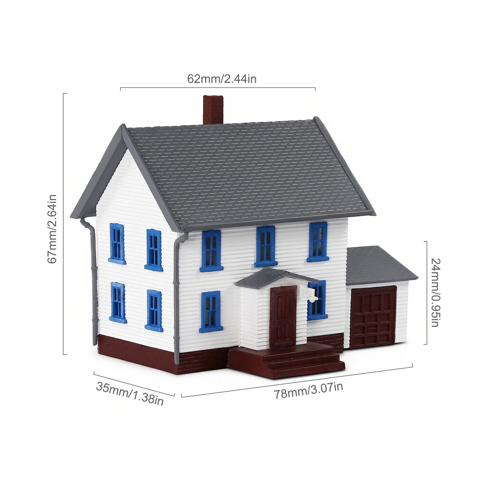 JZN5879 1 Unit N Scale 1:160 Model Dwelling House Kit Two-story with Garage for Buildings