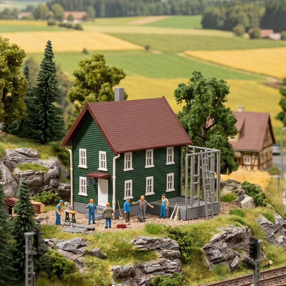 JZN5881 1 Unit N Scale 1:160 Model Decorated House Kit Two-story for Buildings