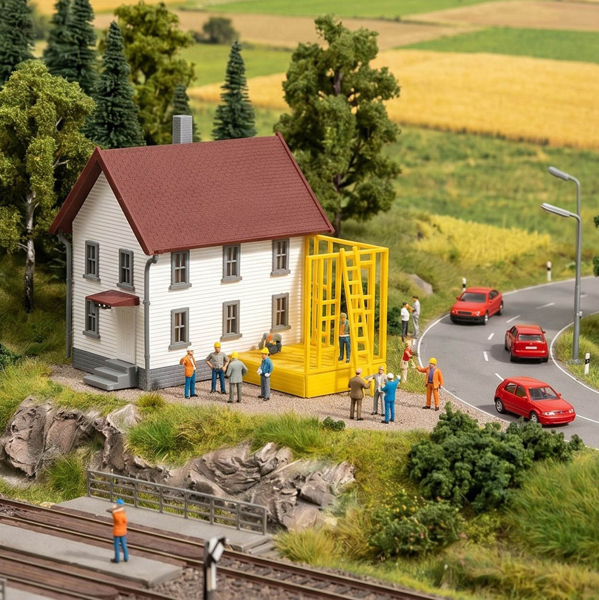 JZN5881 1 Unit N Scale 1:160 Model Decorated House Kit Two-story for Buildings