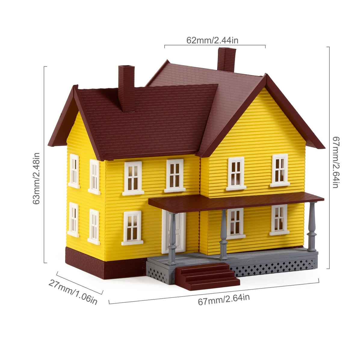 JZN5887 1 Unit N Scale 1:160 Model Dwelling House Kit Two-story with Porch for Buildings