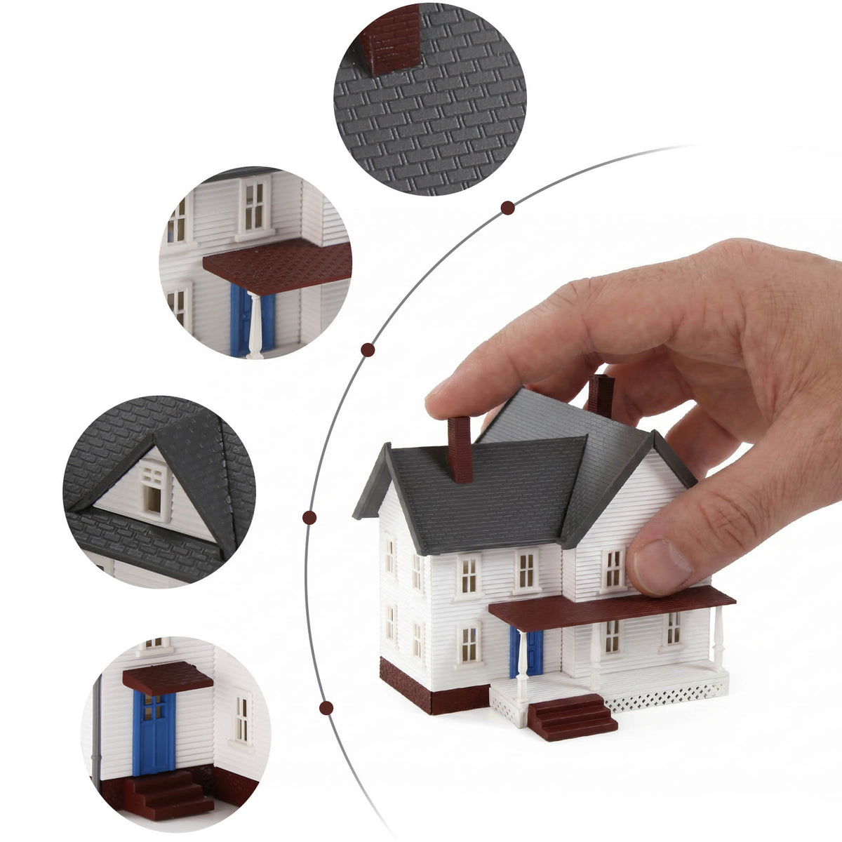 JZN5887 1 Unit N Scale 1:160 Model Dwelling House Kit Two-story with Porch for Buildings