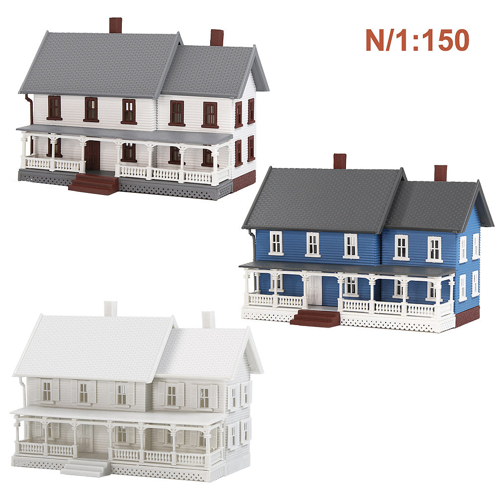 JZN5889 1 Unit N Scale 1:150 Model Dwelling House Kit Two-story with Porch Buildings