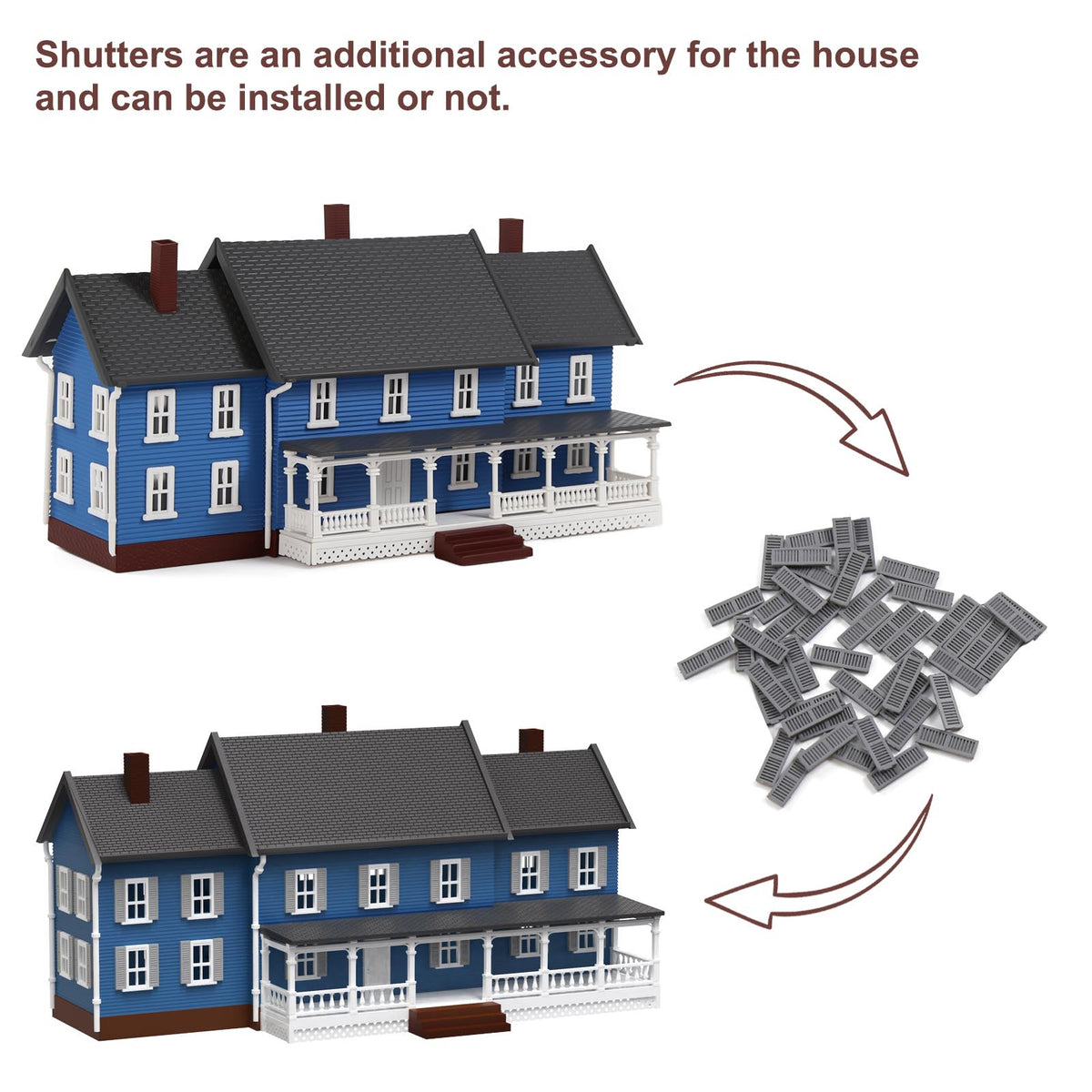 JZN5891 1 Unit N Scale 1:160 Model Dwelling House Three-building Two-story for Model Layout