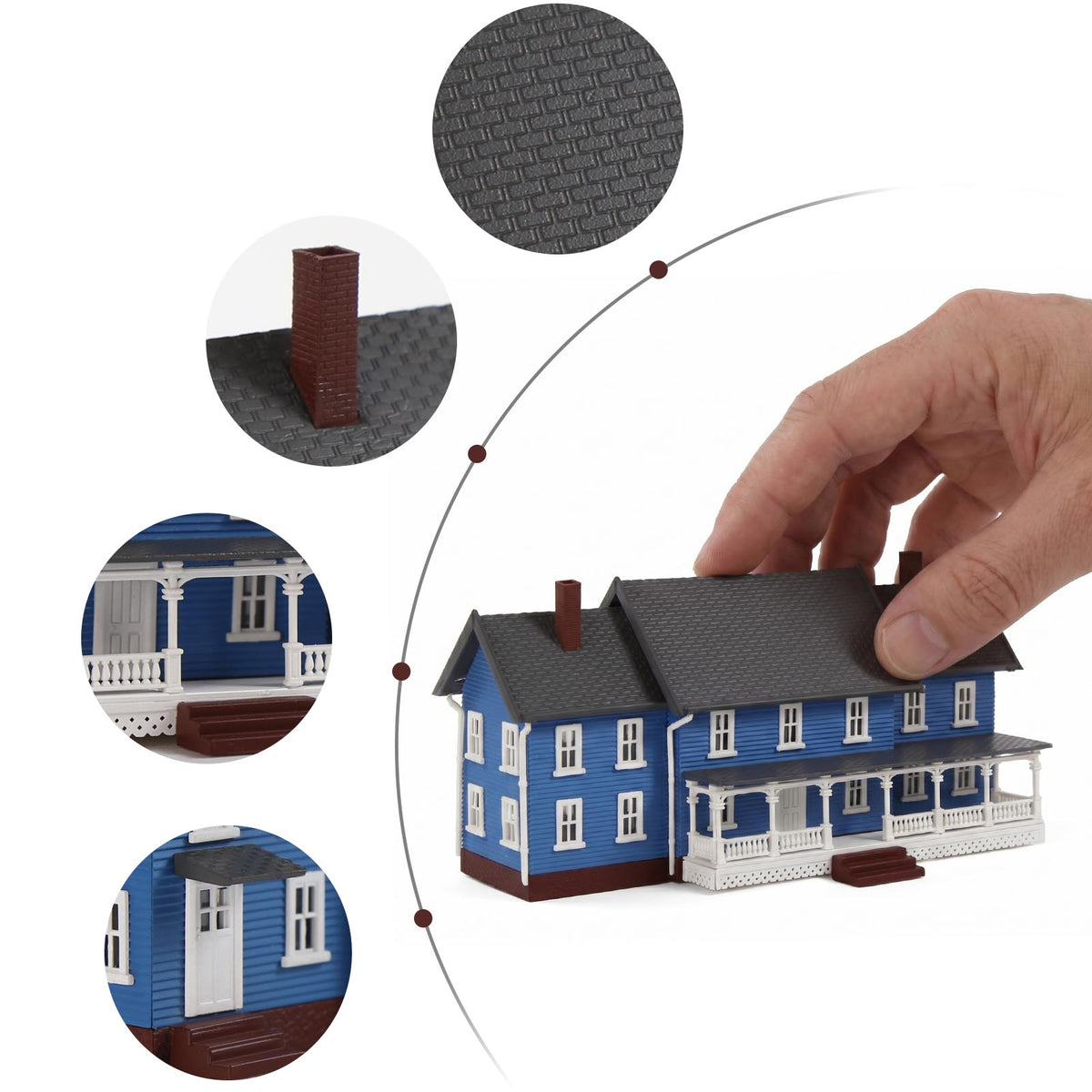 JZN5891 1 Unit N Scale 1:160 Model Dwelling House Three-building Two-story for Model Layout