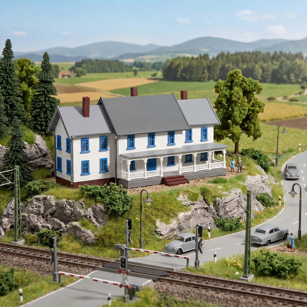 JZN5891 1 Unit N Scale 1:160 Model Dwelling House Three-building Two-story for Model Layout
