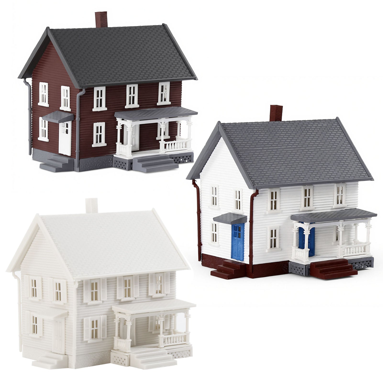 JZN5895 1 Unit N Scale 1:160 Model Dwelling House Kit Two-story with Porch for Buildings