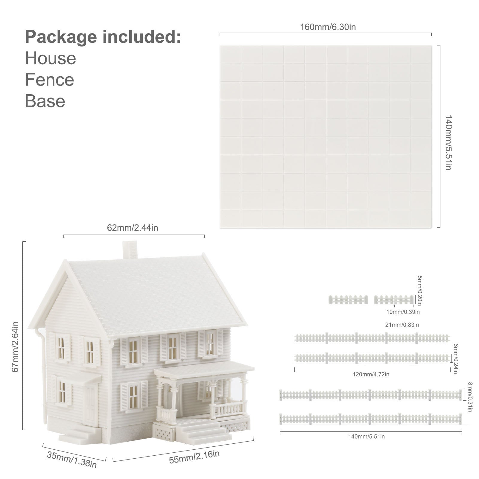 JZN5895JJM 1 Unit N Scale 1:150 Model Dwelling House Fence Base Kit Not-built Building