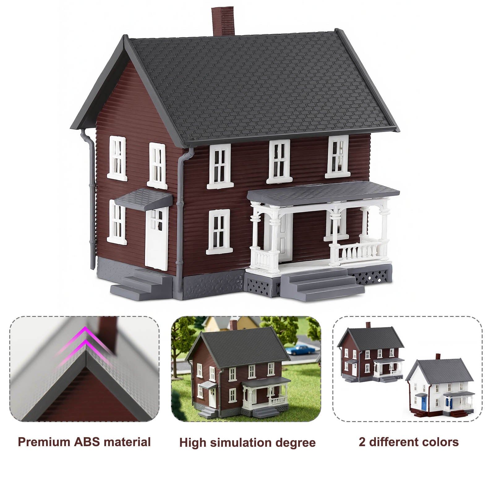 JZN5895 1 Unit N Scale 1:160 Model Dwelling House Kit Two-story with Porch for Buildings