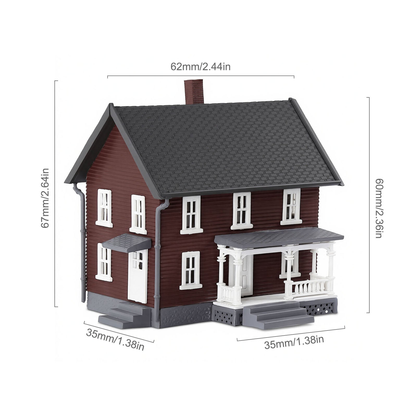 JZN5895 1 Unit N Scale 1:160 Model Dwelling House Kit Two-story with Porch for Buildings