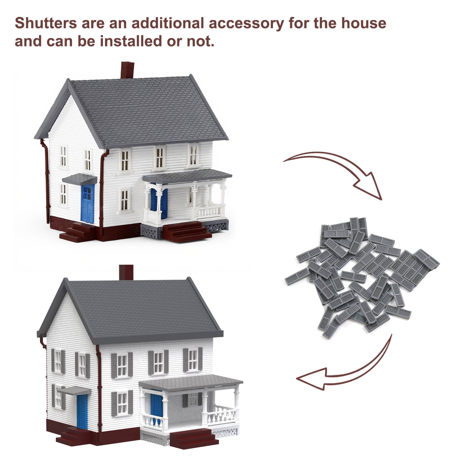 JZN5895 1 Unit N Scale 1:160 Model Dwelling House Kit Two-story with Porch for Buildings