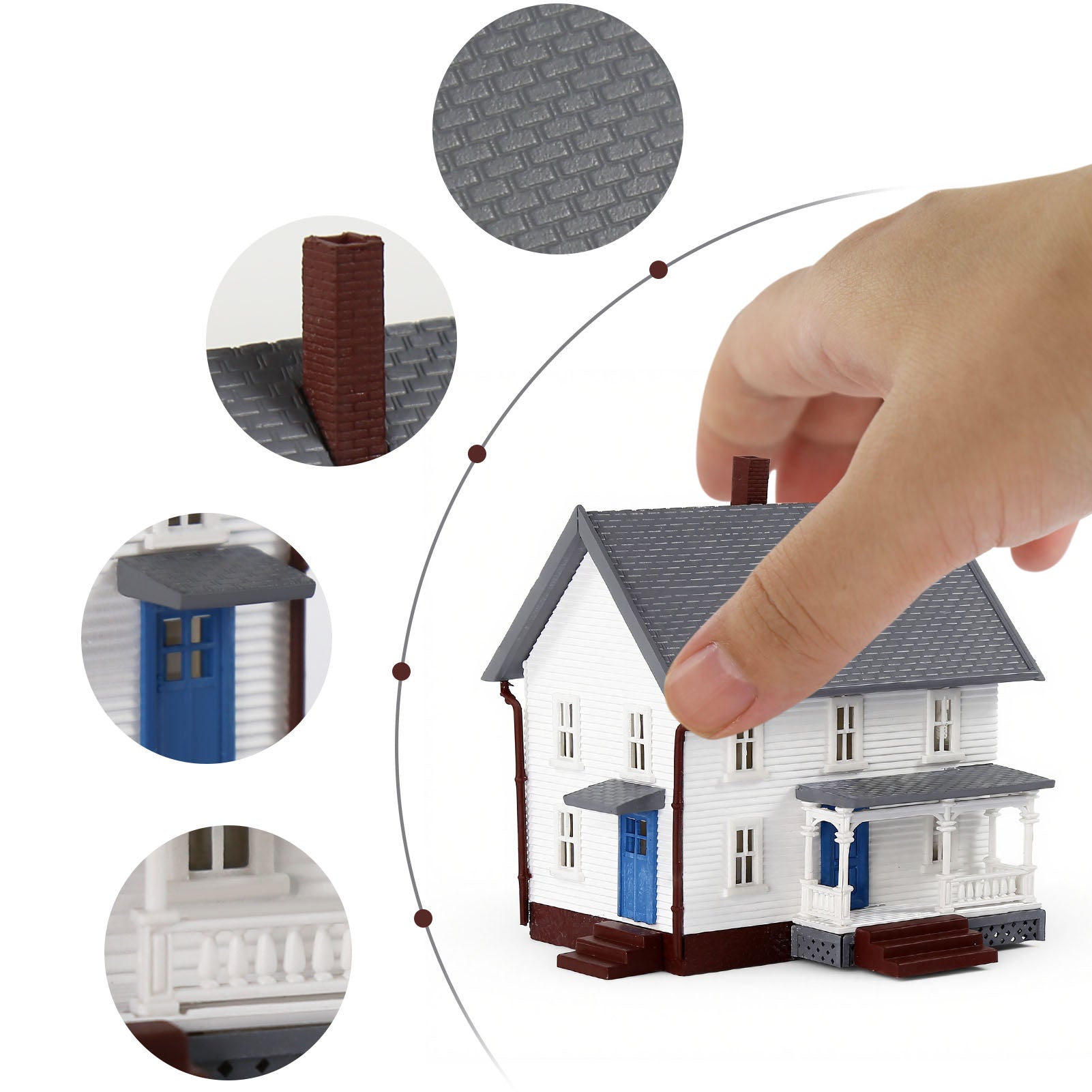 JZN5895 1 Unit N Scale 1:160 Model Dwelling House Kit Two-story with Porch for Buildings