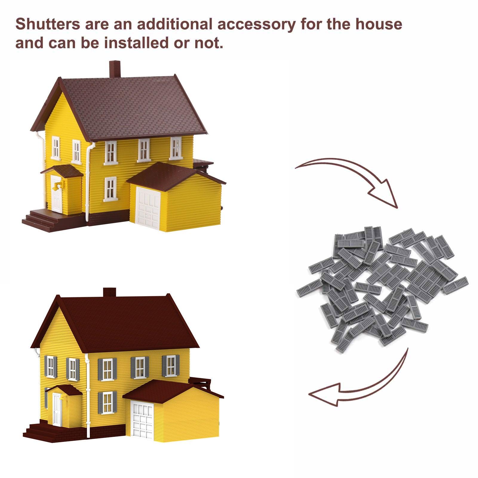 JZN5905 1 Unit N Scale 1:160 Model Dwelling House Kit Two-story with Garage for Buildings